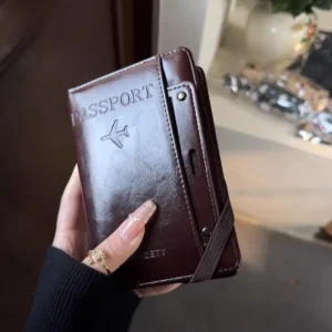 Retro Leather Passport Wallet